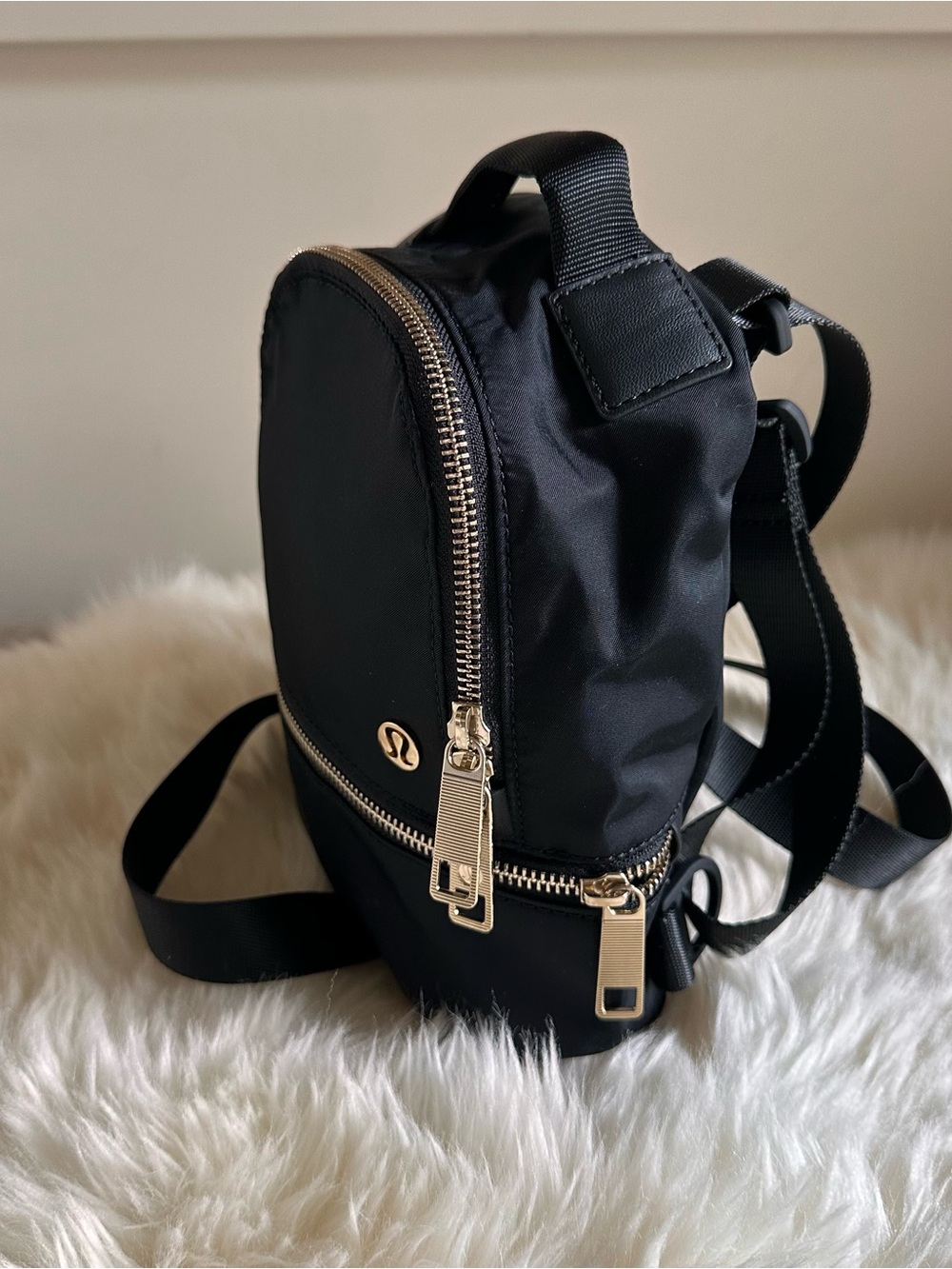 lululemon athletica Everywhere Black Mini Backpack with Gold Accents - Picture 2 of 9